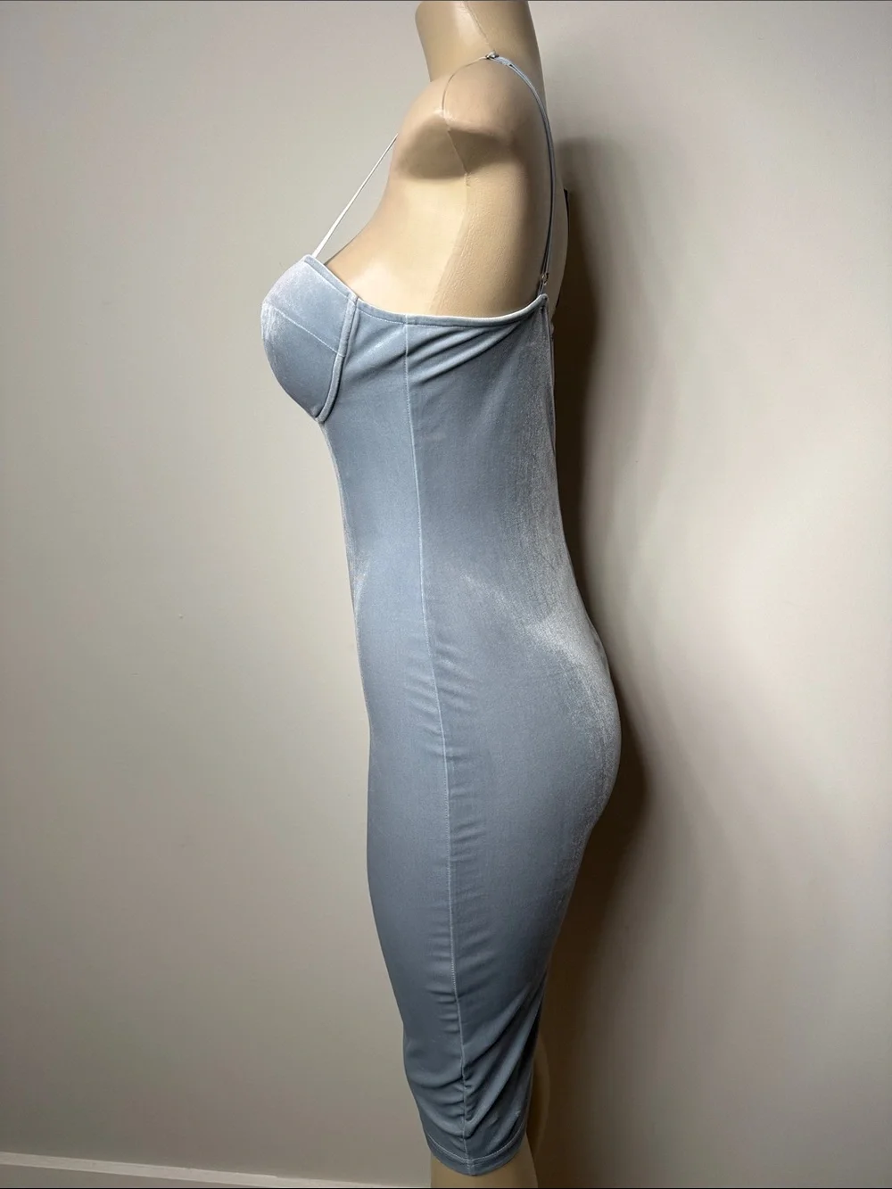 JLUXLABEL Light Blue & White Midi Bodycon Dress